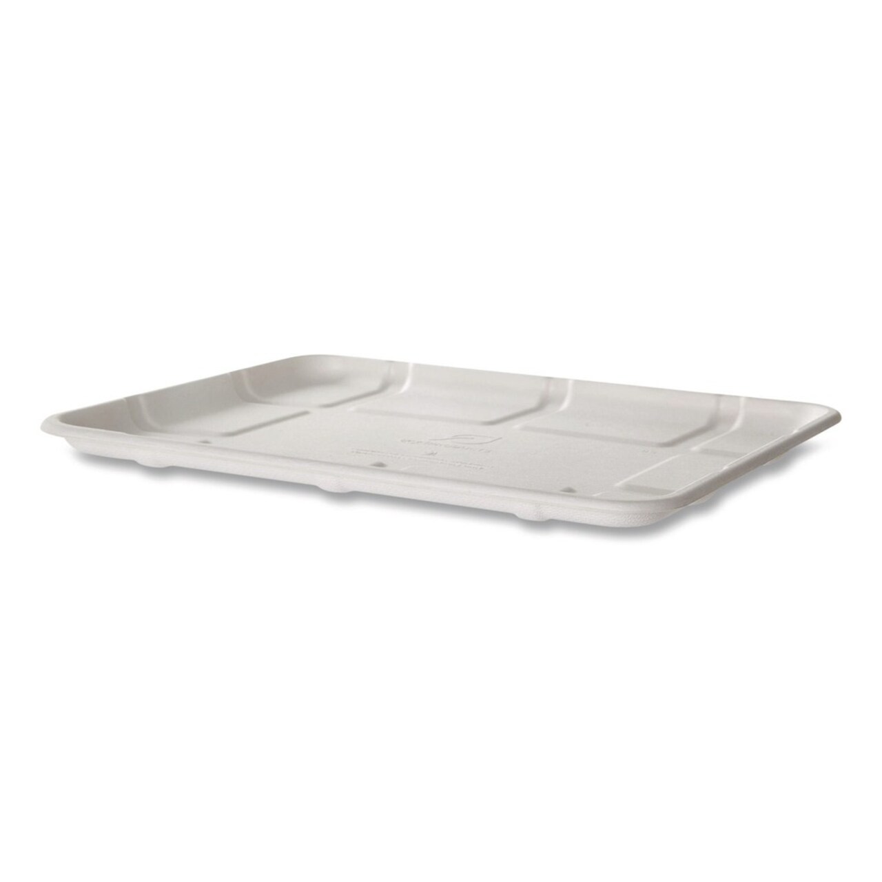 Eco-Products 10.52 in. x 8.5 in. x 0.5 in. Sugarcane Fiber Meat and Produce Food Trays - White (300/Carton)